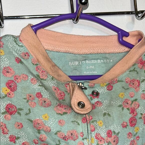 🫶🏻6/$25 Burt's Bees Baby Green and Pink Footies One Piece - Picture 4 of 5